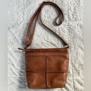 BORN Cognac Leather Crossbody Bag with Adjustable Strap